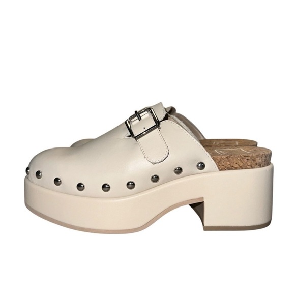 Dolce Vita Yevan Platform Studded Leather Clogs Mule Ivory Cream Latte NEW - Picture 9 of 12